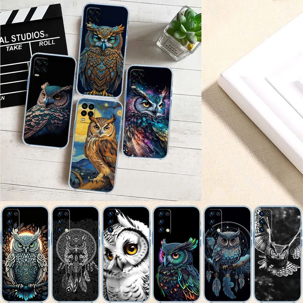 LO20 Cartoon Art Owl Soft Shell Transparent Phone Case for Samsung Galaxy A04 A04S A14 A23 A34 A54 M23 M33 M52 M53