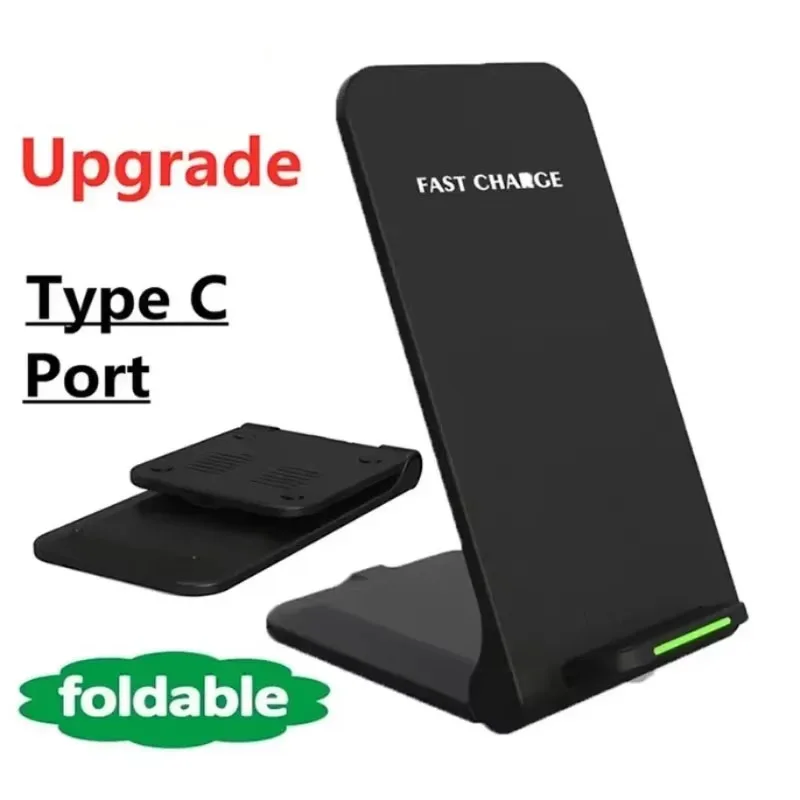New Wireless Charger Stand Pad for iPhone 17 16 15 14 13 Pro Samsung Xiaomi Phone Chargers Induction Fast Charging Dock Station