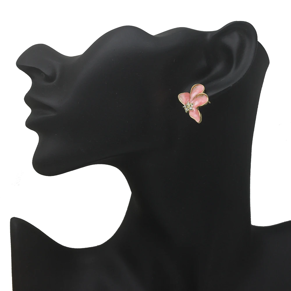 الوردي اللون زهرة خمس نجوم حجر الراين رائعة الحب الهندسة شخصية قرط الاذن المرصع للنساء مجوهرات عيد الميلاد فتاة هدية