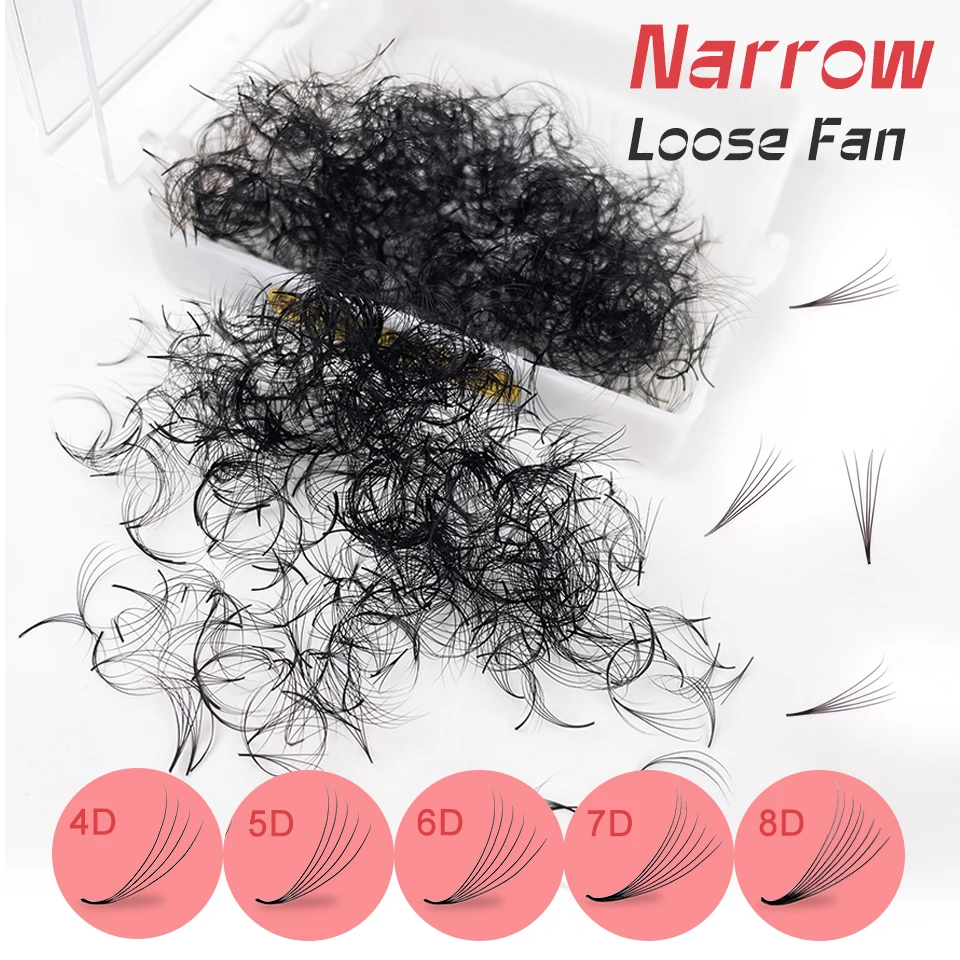 

500 Fans Loose Narrow Fan Lashes Eyelash Extensions 4D 5D 6D 7D 8D Pointy Base Premade Medium Stem Russian Promade Narrow Fans