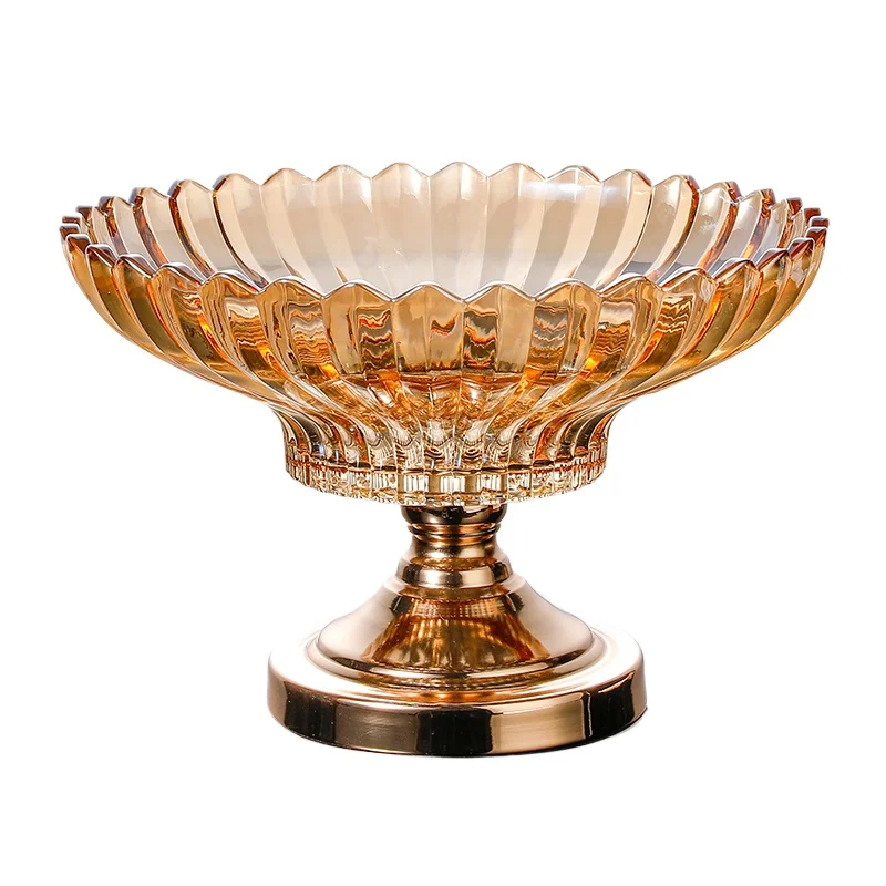 

Crystal glass fruit plate household living room coffee table high-end snacks dried fruit candy display plate hospitality