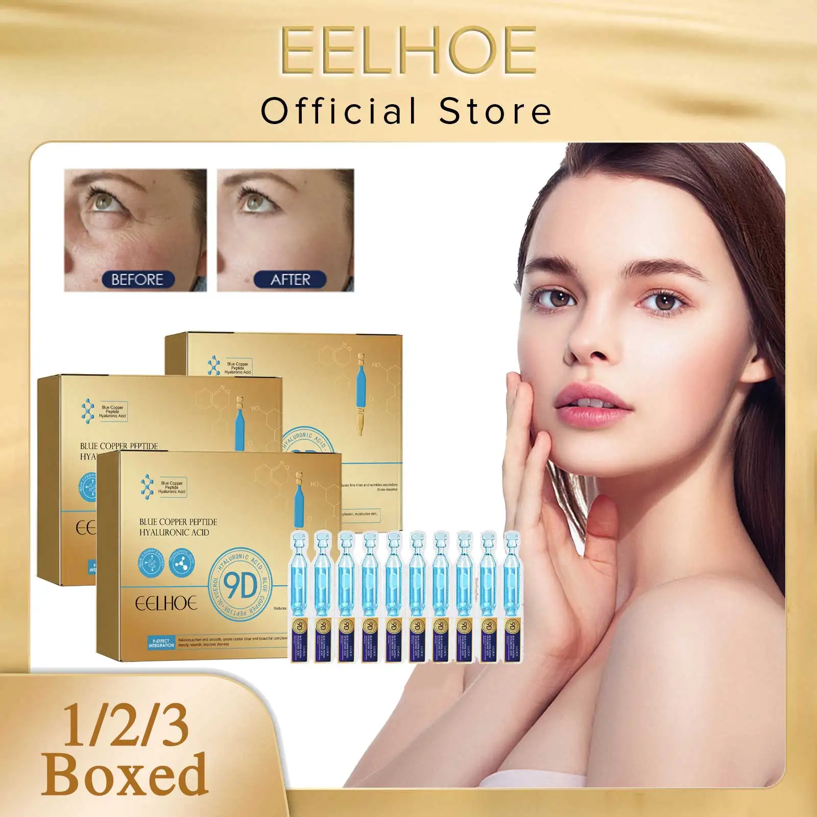 EELHOE Tight Wrinkles Serum Firming Brightening Fine Lines Lightening Wrinkle Anti-Aging Hydration Blue Copper Peptide Essence