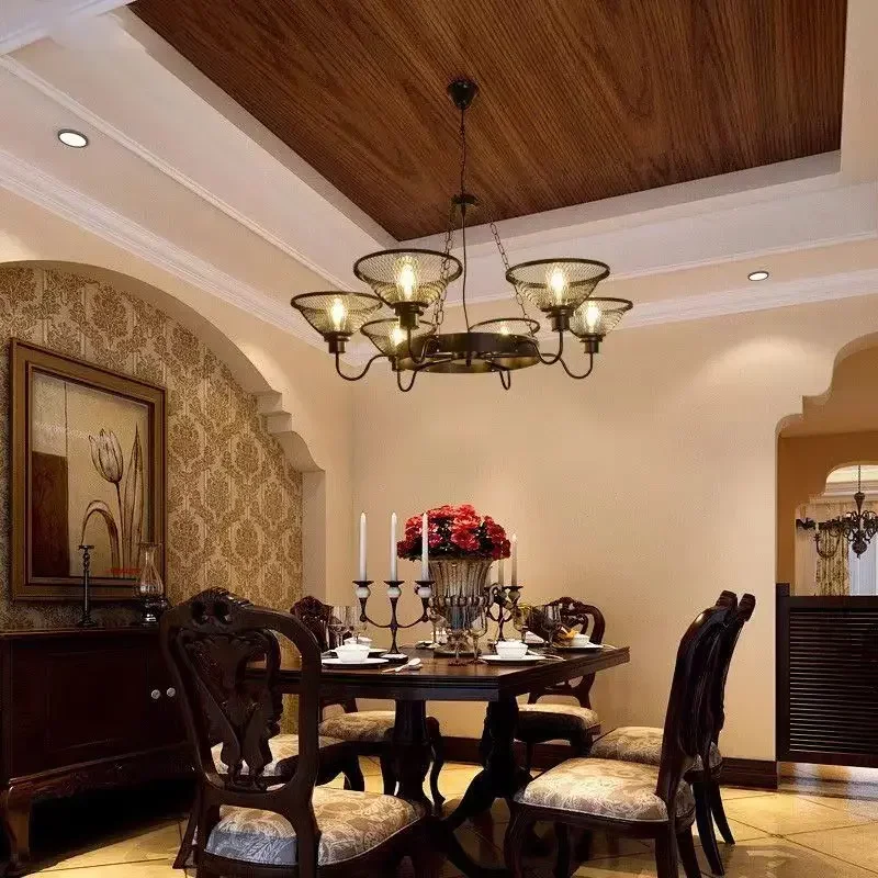 قلادة حديدية لمطعم بار عتيق في الريف الأمريكي بما في ذلك المصابيح الكهربائية لمبة ST64 #3