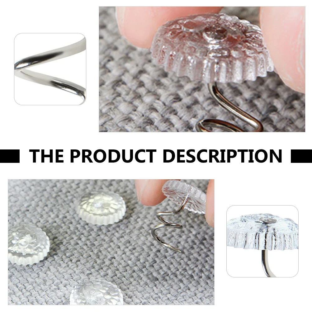 Bed Sheet Nails Clear Heads Pin Spiral Push Dust Ruffle Skirt for Upholstery Hold Slipcovers