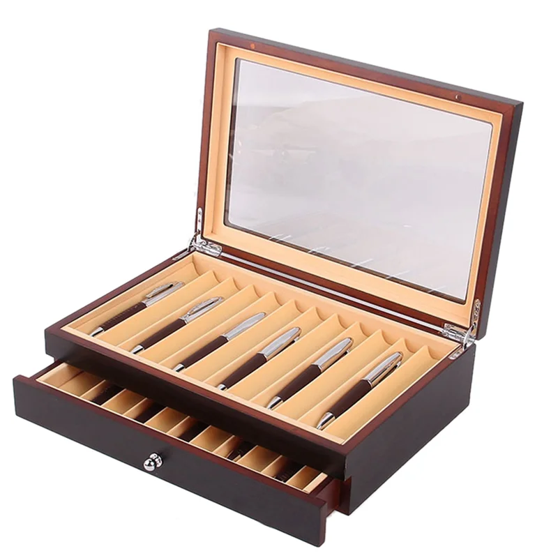 23 Slots Wooden Pen Storage Case Luxury 2 Layer Pen Display Organizer Transparent Window Fountain Pen-Collector Box 1