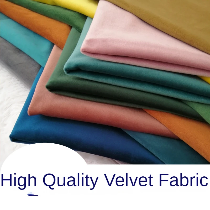 Velvet Fabric By The Meter for Tablecloth Diy Sofa Covers Clothing Sewing Plain Soft Drape Cloth Thickened Winter Polyester Blue