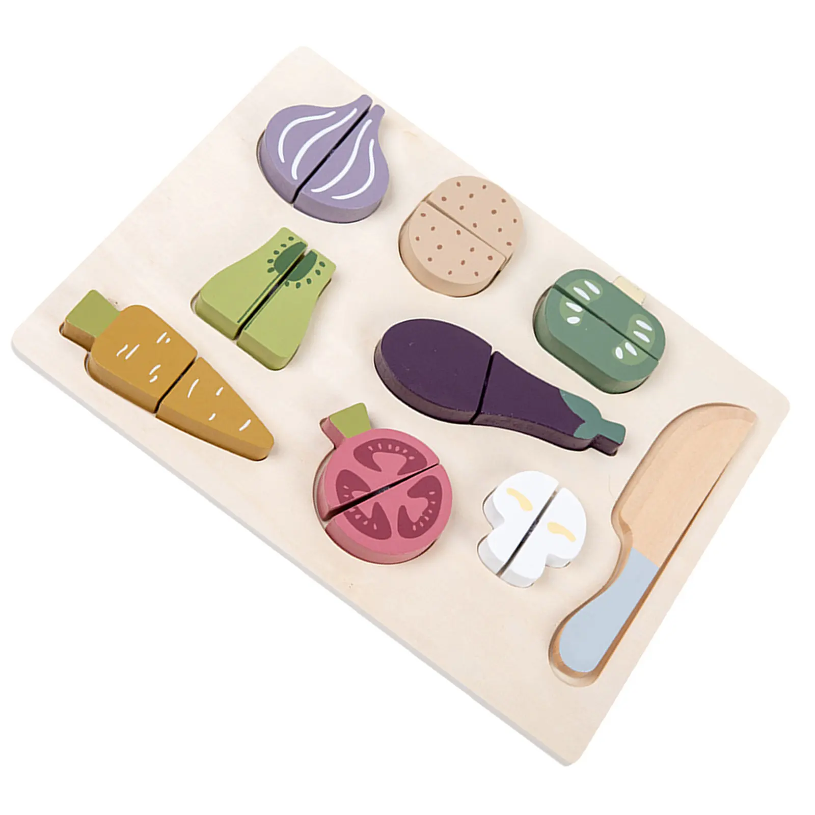 

1Set Wooden Vegetable Cutting Educational Playset Safe Smooth Surface for Kids Colorful Interactive Pretend Kitchen Food Fun