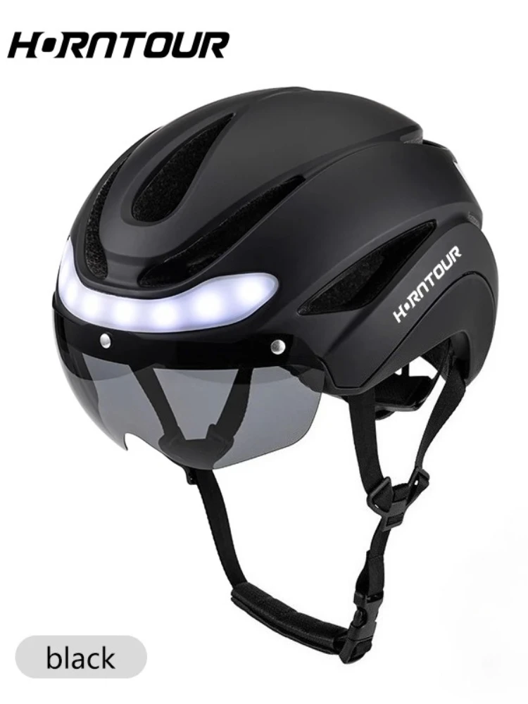 AliExpress Eastinear Horntour Road Bicycle Helmet Led Lights With Magnetic Googles & Sun Visor Ride Racing Ultralight Adult Road Bike Helmet 400g