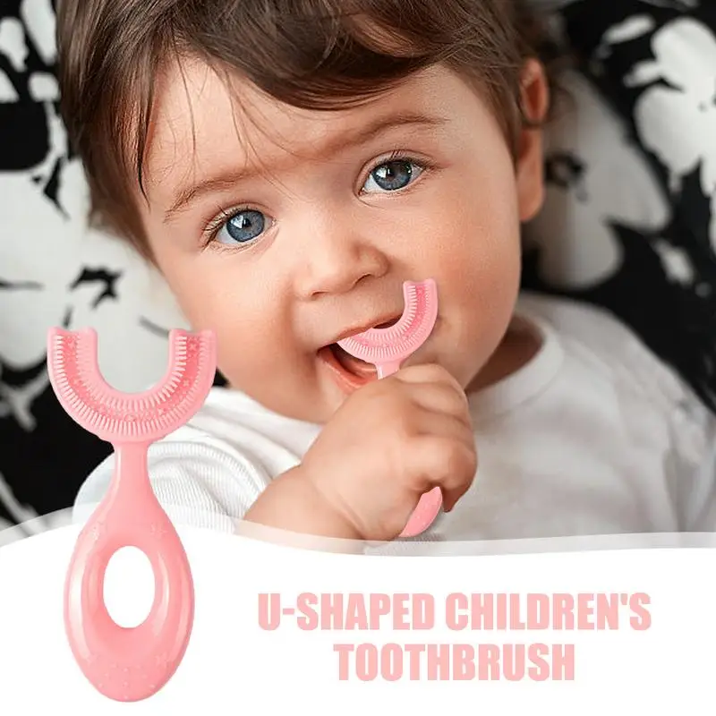 U-shaped Children's Toothbrush 360-Degree Soft Silicone Toothbrush For Kids 6 To 12 Years Old Food-Grade Promotes Healthy Oral