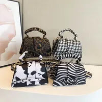 Fashionable Leopard Print Women's Bag Hot Sale Of The Season New Versatile Personality Chic Small Square Bag Zebra Pattern Tweed