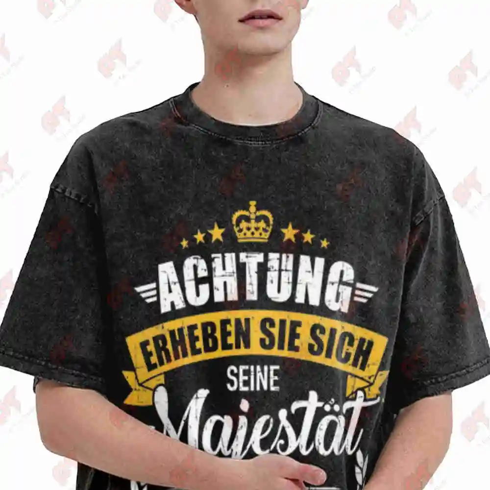 Funny Retirement German Text Vintage Washed Tee Pure Cotton T-Shirt