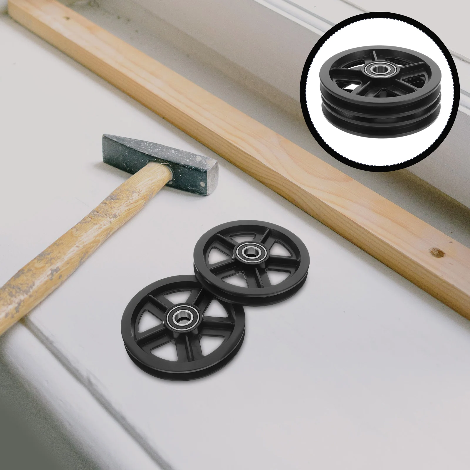 

2pcs Hanging Rail Wheels Thickened Wear Resistant Sliding Barn Door Mechanism Smooth Quiet Universal Fit Stable Rolling Big