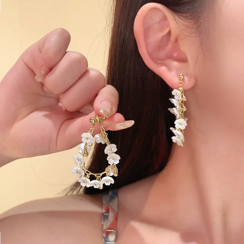 

Flower Tassel Earrings Luxury Designer Removable Ear Accessory Temperament Jewelry Gift Fashion Camellia Petal Dangle Earrings