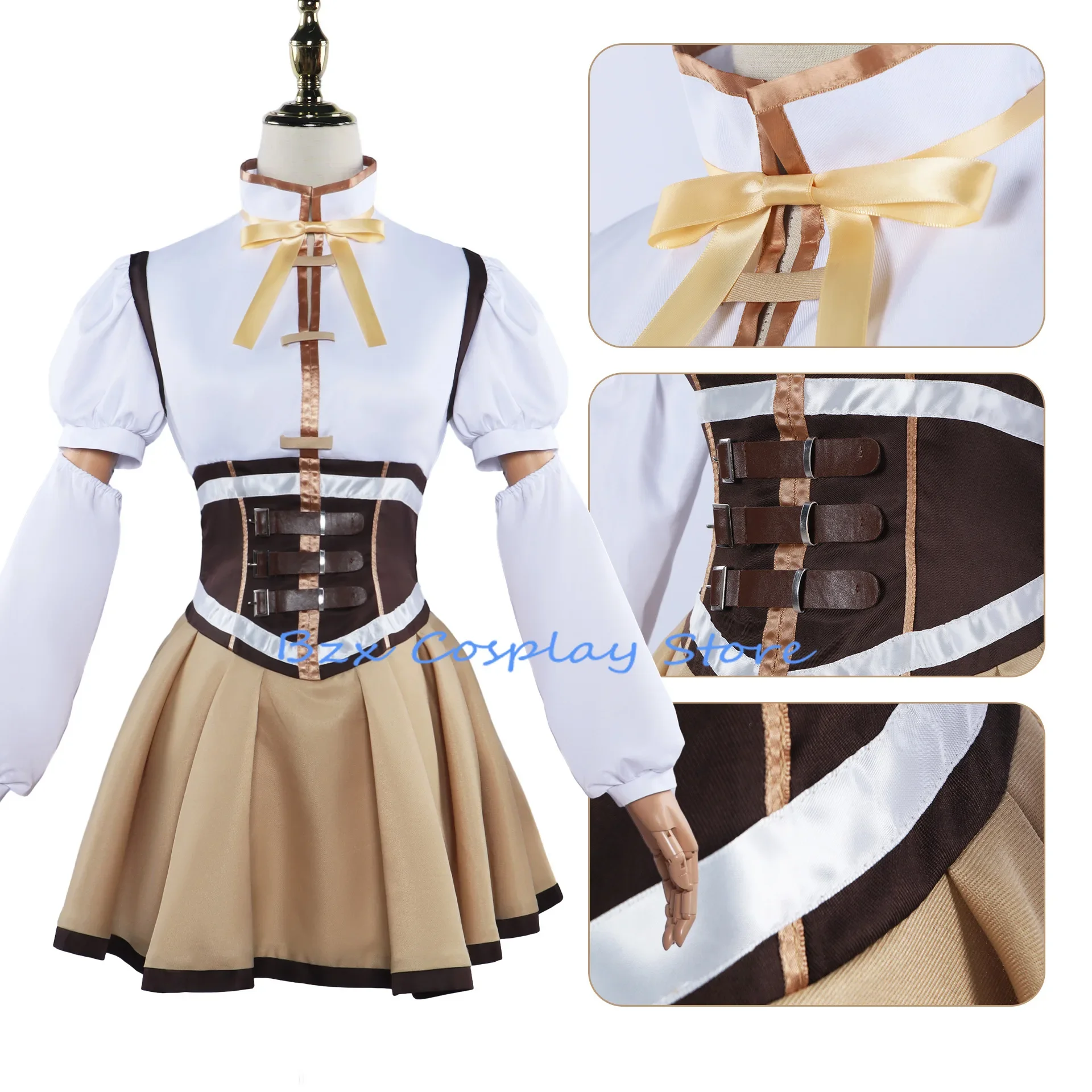 Anime Puella Magi Madoka Magica Cosplay Tomoe Mami Costume Dress Hat Gloves Wig Full Suit Halloween Role Play Dress for Woman