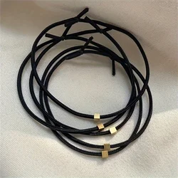 10pcs/set Hair Ties Basic Black Color Square Pendant Elastic Hair Band Ponytail Holder Rubber Bands Women Hair Accessories