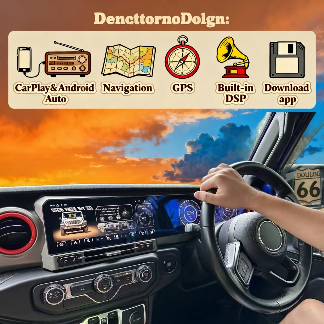 

12.3-дюймовый сенсорный экран Carplay для автомобиля, автомагнитола для JEEP WRANGLER 2018-2023, LCD Android, мультимедийный проигрыватель с GPS, стереосистема, 4G