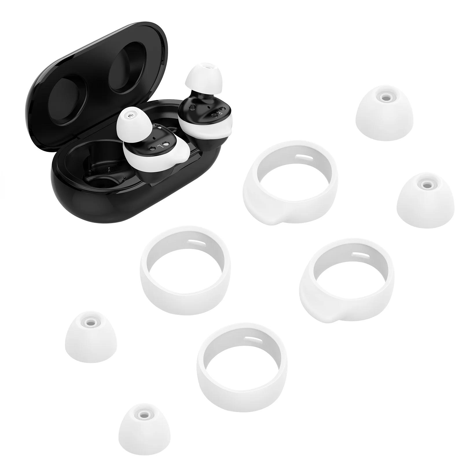 Hemobllo 16pcs Silicone Ear Tips Silicone Cover Eartips Earbuds Accessories Compatible for Galaxy Buds/Buds+(White)