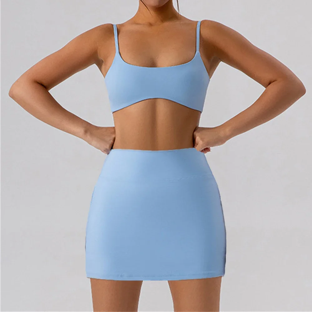 

Women Golf Tennis Skirts Set Workout Sport Gym Wear Suit 2PCS Yoga Sportswear Fast Drying Tracksuit Dancing Running Fitness Sets