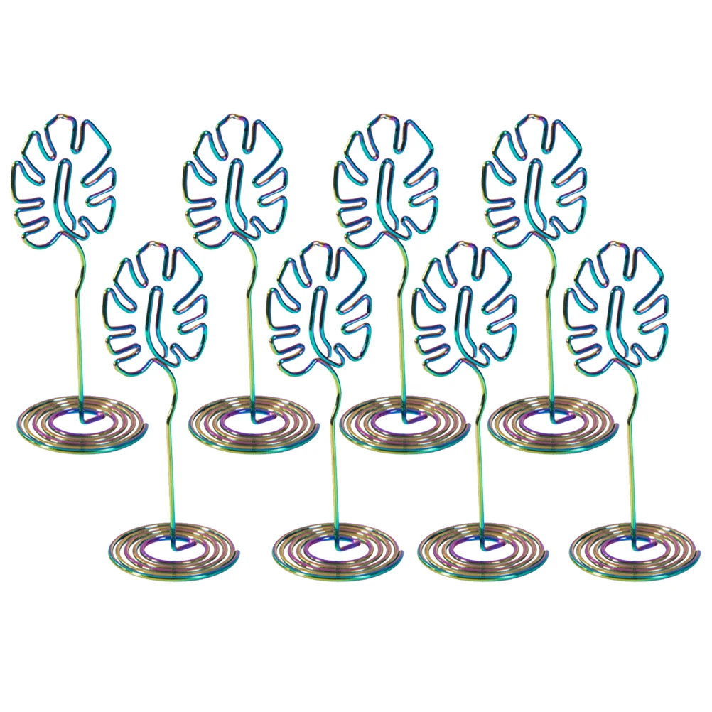 

8pcs Wedding Supplies Holder Monstera Shape Metal Desktop Accessories Table Number Memo Paper Clip Wedding Decorations