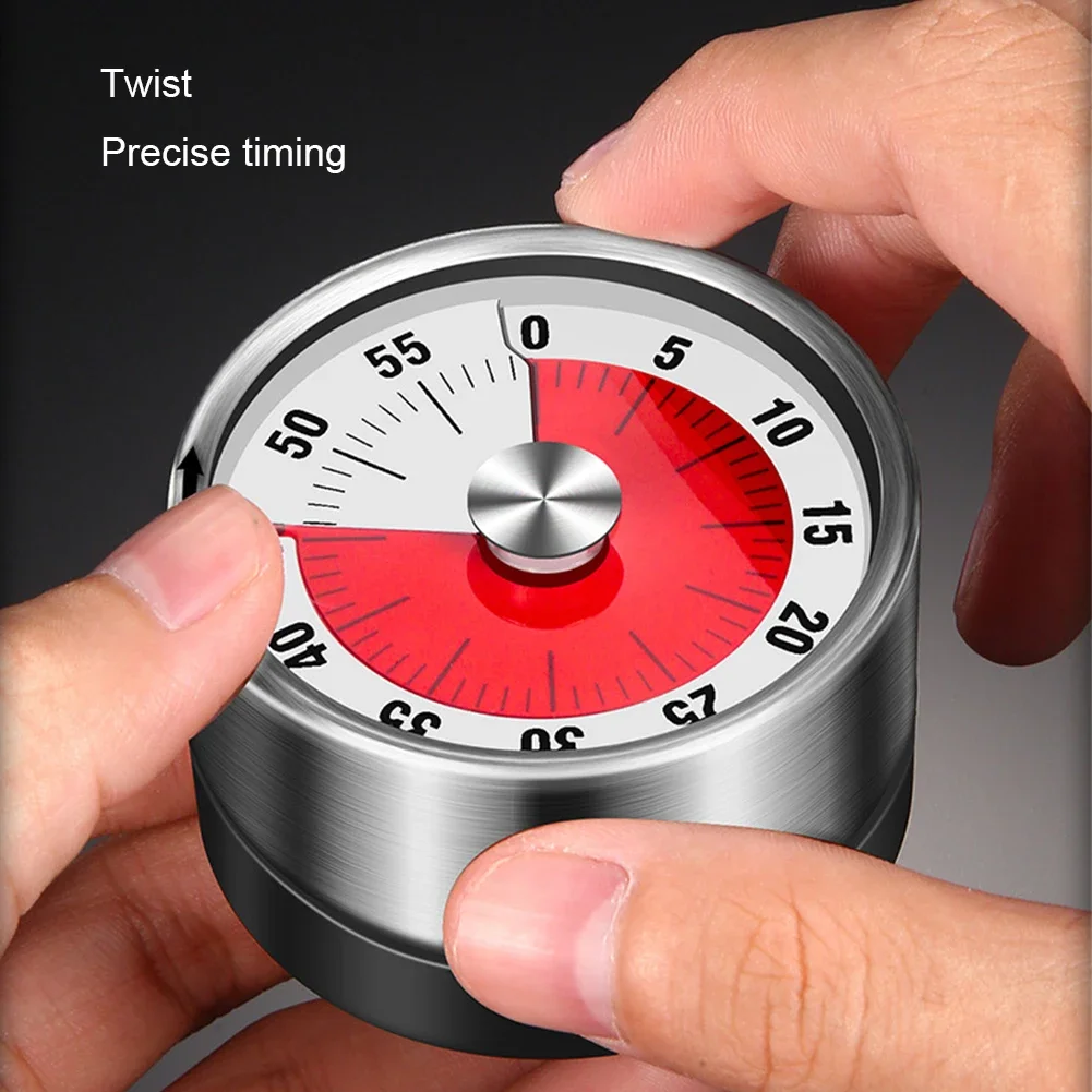 مؤقتات عد تنازلي ميكانيكية مع دعم مغناطيسي ، ساعة توقيت بصرية لمدة 60 دقيقة ، ساعة من الفولاذ المقاوم للصدأ ، تذكير بالعد التنازلي للأطفال والبالغين