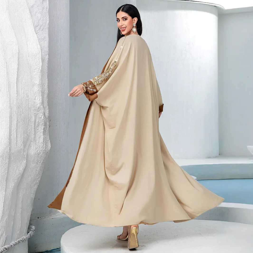 Diamants de luxe Abaya Kimono femmes arabe Robe musulmane dubaï Caftan marocain Kebaya Ramadan Islam vêtements Eid ouvert Abayas Robe