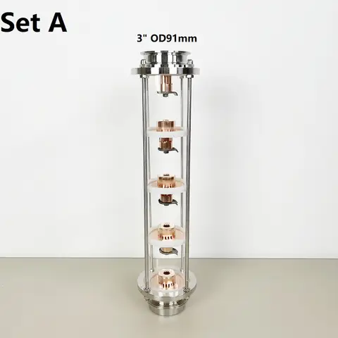 5pcs 구리 플레이트 세트가있는 새로운 유형 3 인치 OD91mm 증류 컬럼, 자작 양조 용 Tri-Clamp Sight Glass Union Reflux Column