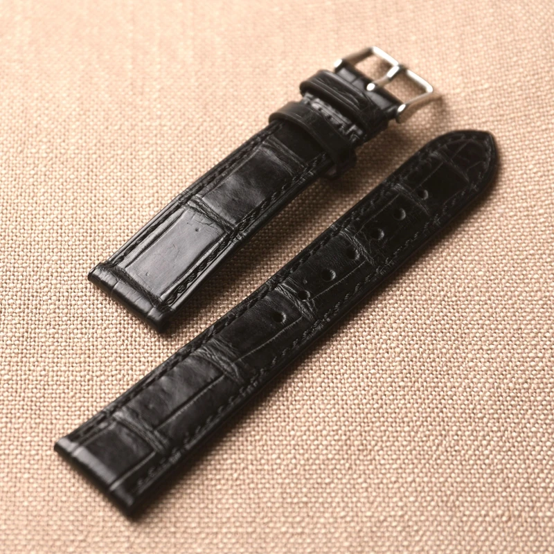 Handmade Alligator Strap, 18 19 20 21 22MM Bamboo Pattern American Crocodile Bracelet, Vintage Style Luxury Leather, S/M Short