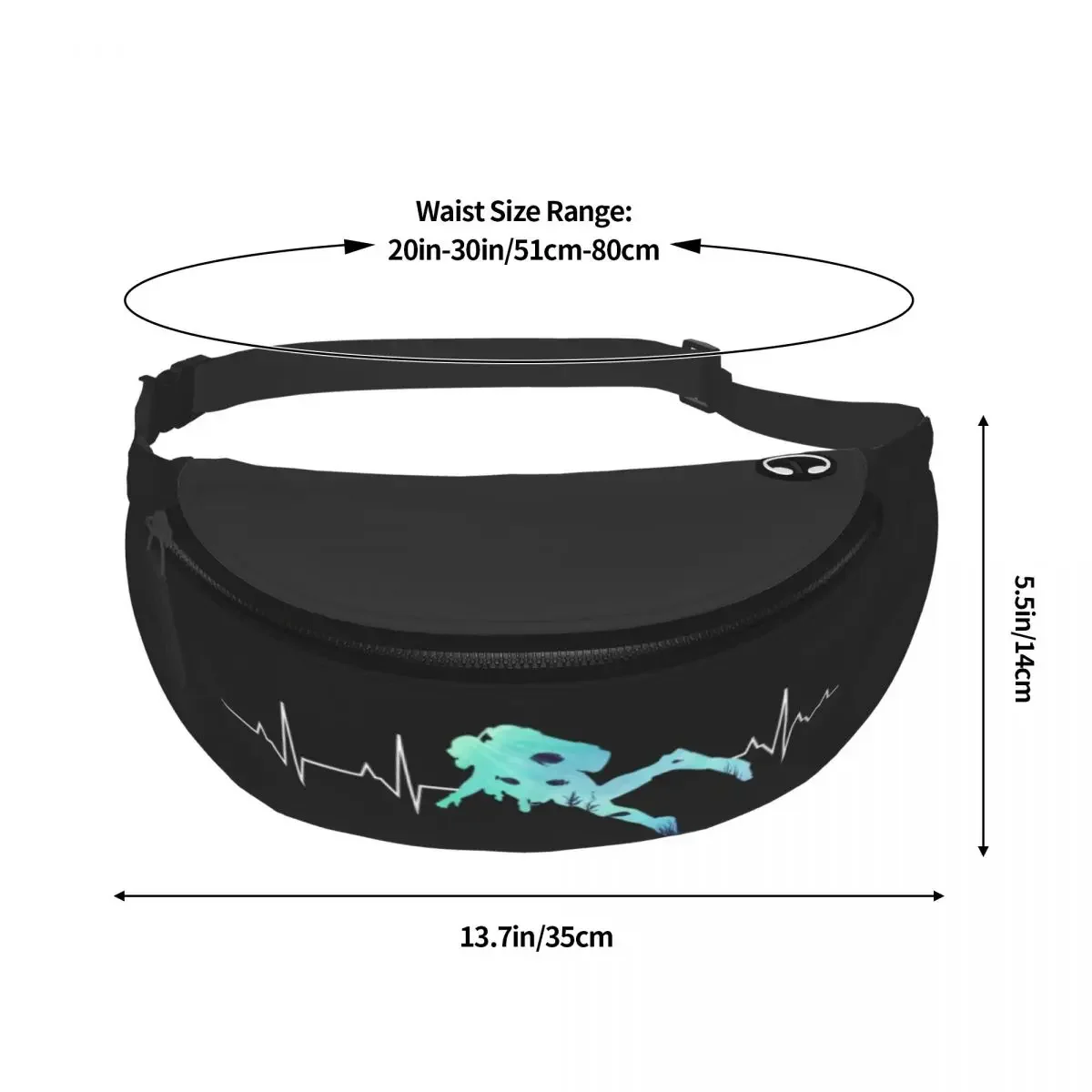 Casual Scuba Heartbeat Fanny Pack for Travel Hiking Women Men Dive Diver Crossbody Waist Bag Phone Money Pouch