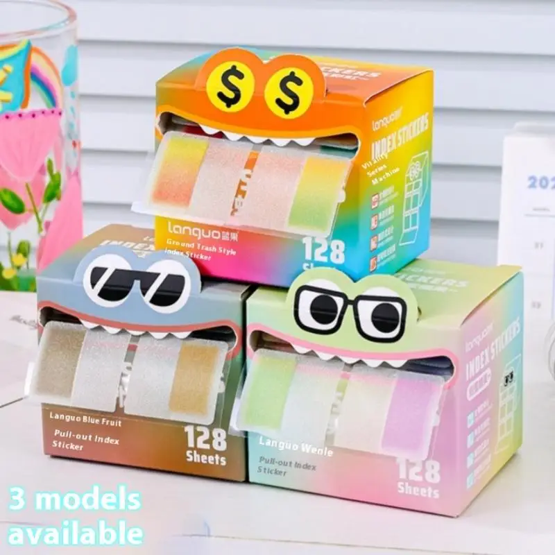 Transparent Colorful Marking Notes Memo Pad Note Marking Supplies 128Sheets/box Drawer-style Pull-out Pearlescent Paper Sticky
