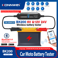 2025 KONNWEI BK200 Bluetooth 5.0 Car Moto Battery Tester 6V 12V 24V Waveform Monitor 100-2000 CCA Charging Cranking Test Tools