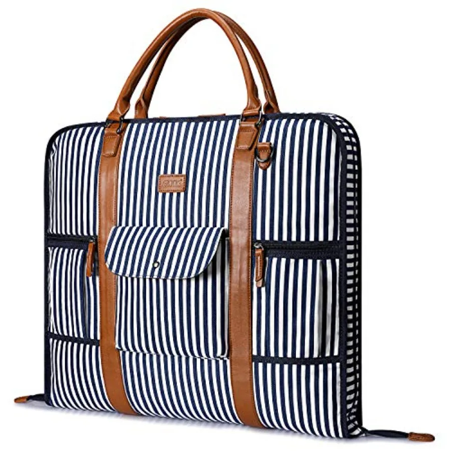 

Carry on Garment Bag for Business Travel Canvas Leather Men Suit Cover
