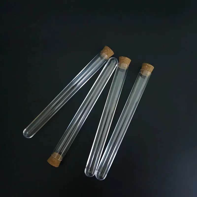 20pcs 50pcs 100pcs 18x180mm Clear Plastic Test Tubes with Corks Stoppers Wedding Favor Gift Tube Laboratory School