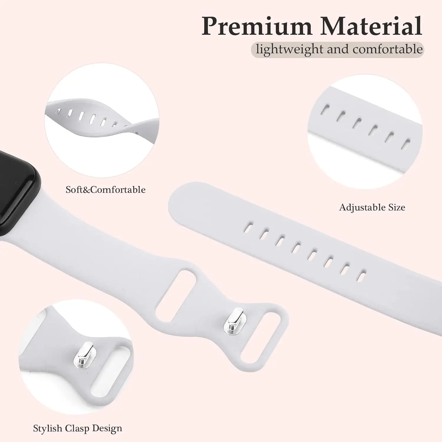 Soft Silicone Strap for Apple Watch 40mm Band 42 44 45 49 41 38mm Sport Replacement Band for iWatch Series 9 Ultra 8 7 6 5 4 3