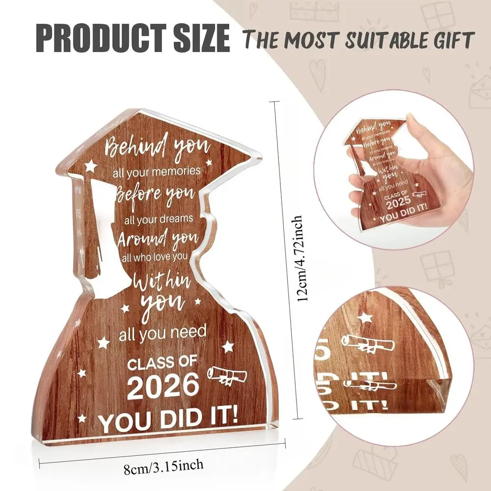 2026 Graduation Gifts for Him, Class of 2025 College Graduation Decor, Inspirational Acrylic Plaque Desk Decor