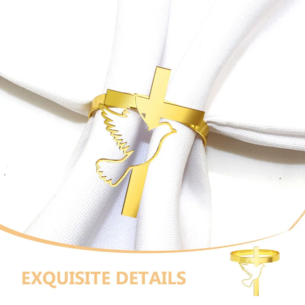

6 Pcs Cross Napkin Rings Elegant Gold Finish Alloy Material Wedding Party Table Decoration Serviette Holders Buckles