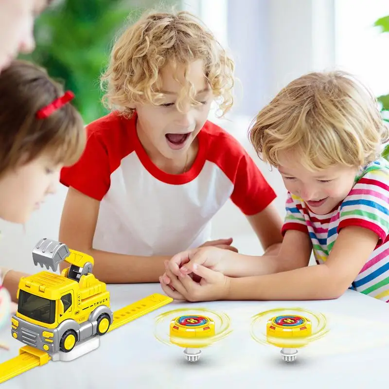 Toy Tops Engineering Vehicle Watch Toy Removable Engineering Car Gyroscope Toy For Birthday Goodie Bag Easter Stuffer Girls