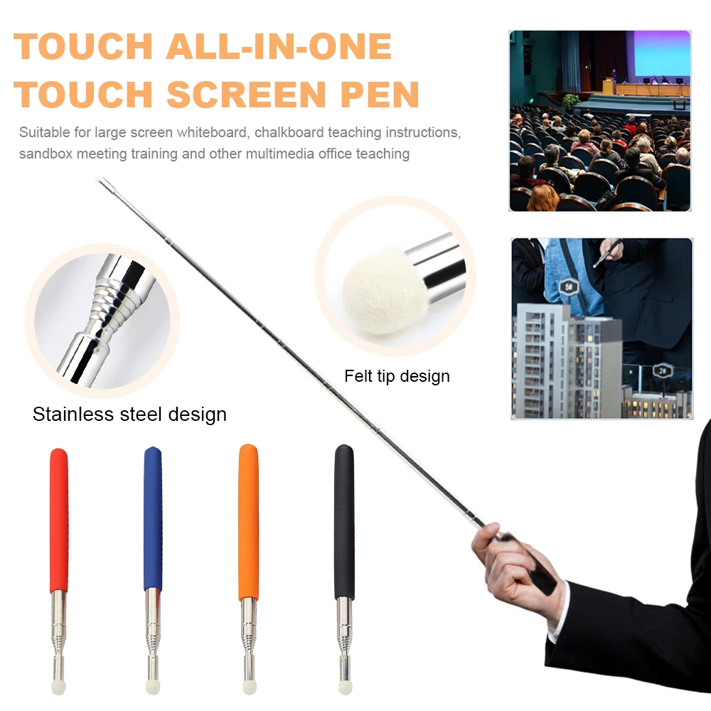 

Professional Whiteboard Pen High Quality Felt Head 1 Meter Stainless Steel Telescopic Teacher Pointer Random color Dropshipping