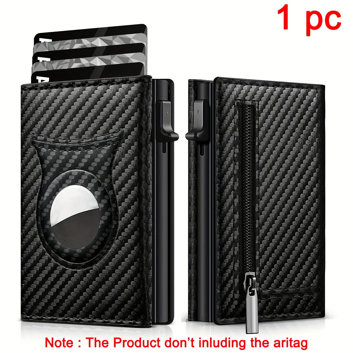 Men's Carbon Fiber Credit Card Holder Magnetic Wallet Luxury RFID Triple Fold Cardholder Zipper Walet Pop Up Smart AirTag Wallet