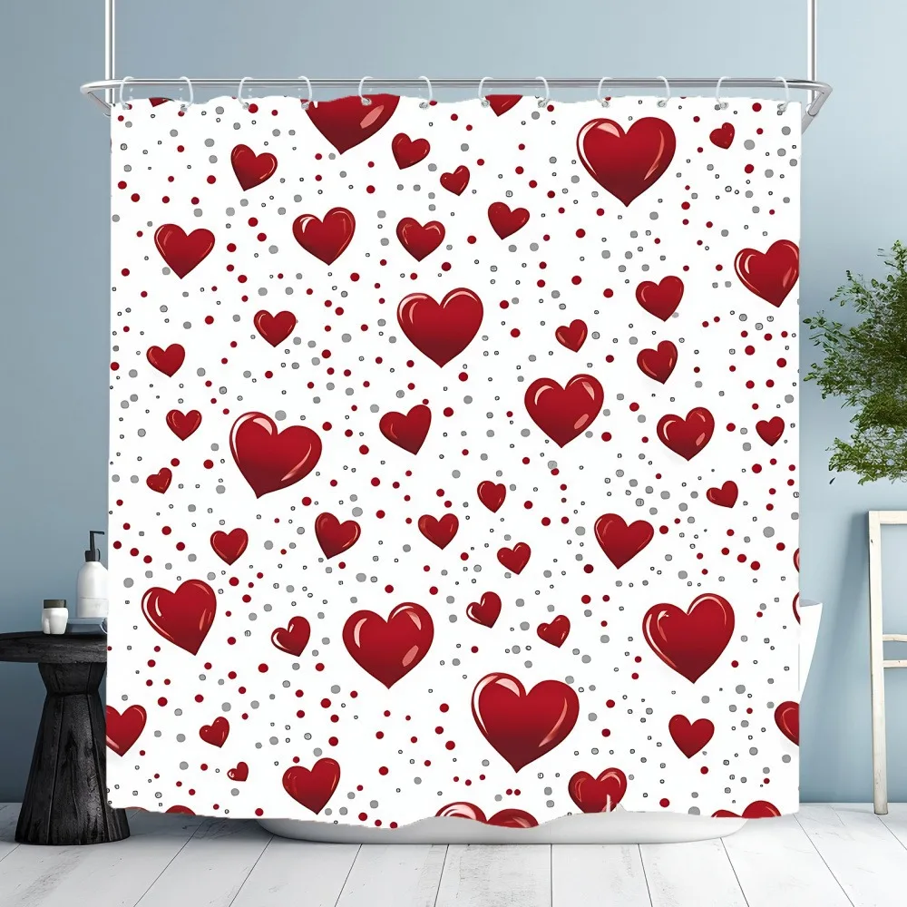 

Моющаяся грязеотталкивающая занавеска для душа в форме сердца на День святого Валентина, водонепроницаемая полиэстеровая занавеска для душа насадка для душа