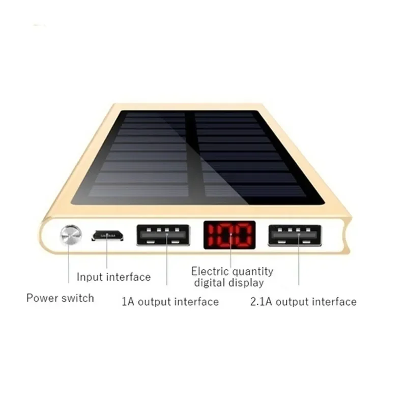 Solar Fast Charging Power Bank Portable 30000mAh Charger External Battery Pack for IPhone Xiaomi Outdoor Travel