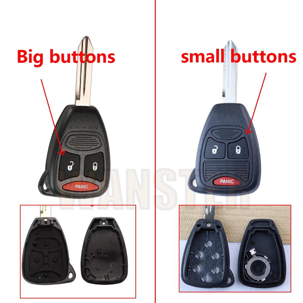 Car Key Fob Case Shell Housing for Dodge Durango Chrysler 300 Aspen Grand Voyager PT Cruiser for Jeep JK Commander Wrangler