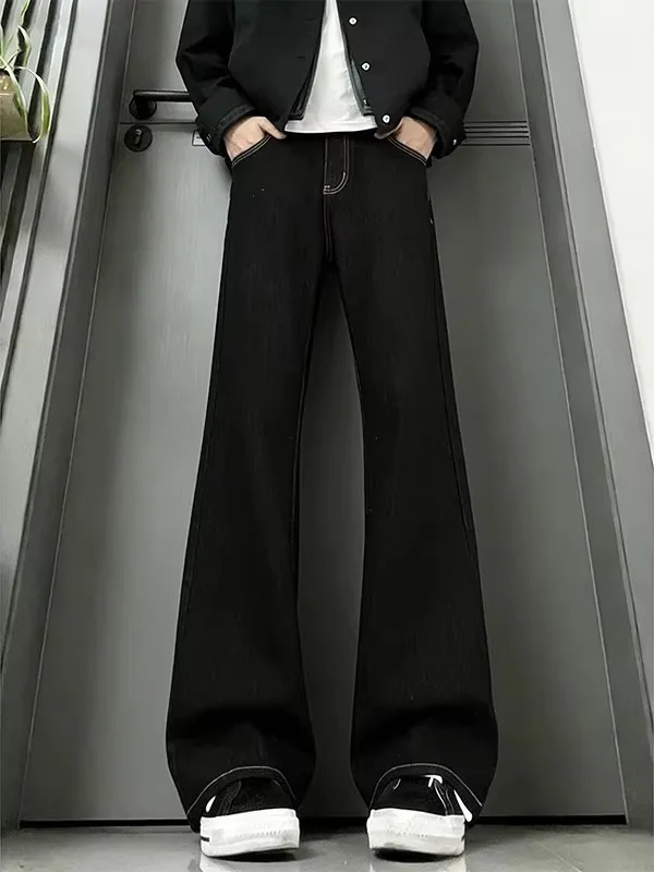 

High Waist Tapered Original Denim Jeans Men's Slim Fit American Sle Knife Casual Straight Leg Jeans Bla