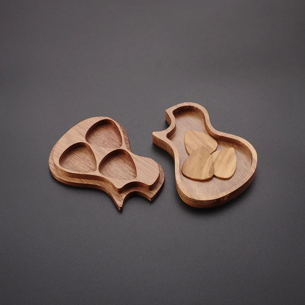 

3 Pcs Artistic Wooden Guitar Pick Holder Set with Picks Unique Storage Box for Guitarists