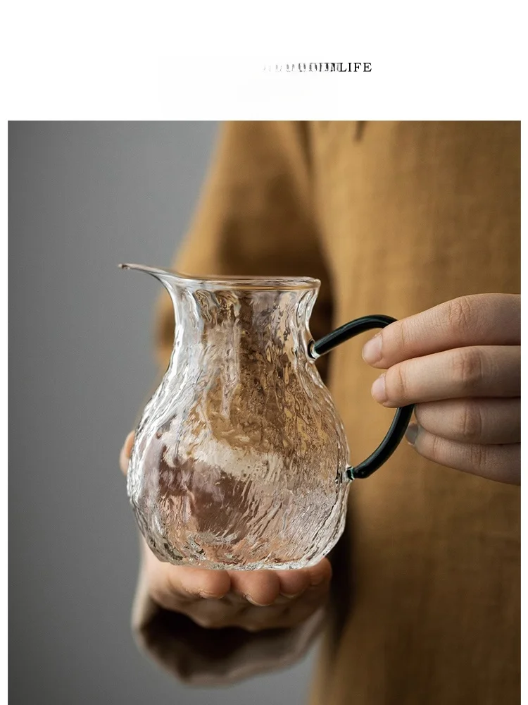 

Чайный набор Tlife Knight из утолщенного стекла: чаша для чаепития, встроенный заварочный чайник, с узором под молотковую ковку, в японском стиле, столовые приборы