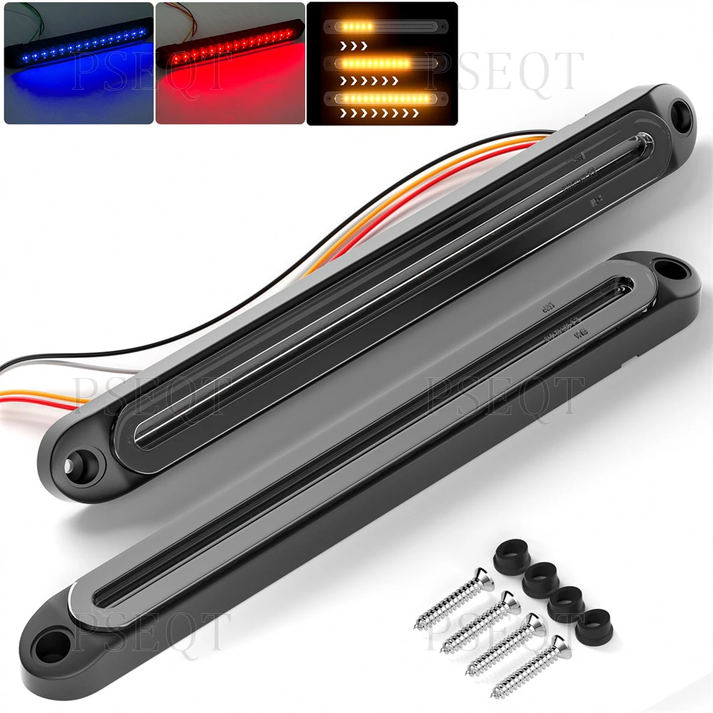 

2pcs 10inch led Trailer Tail Light Bar 3 Color 10-30V Flowing Signal Warning Strip Light Rear Stop Turn Brake Light Truck RV