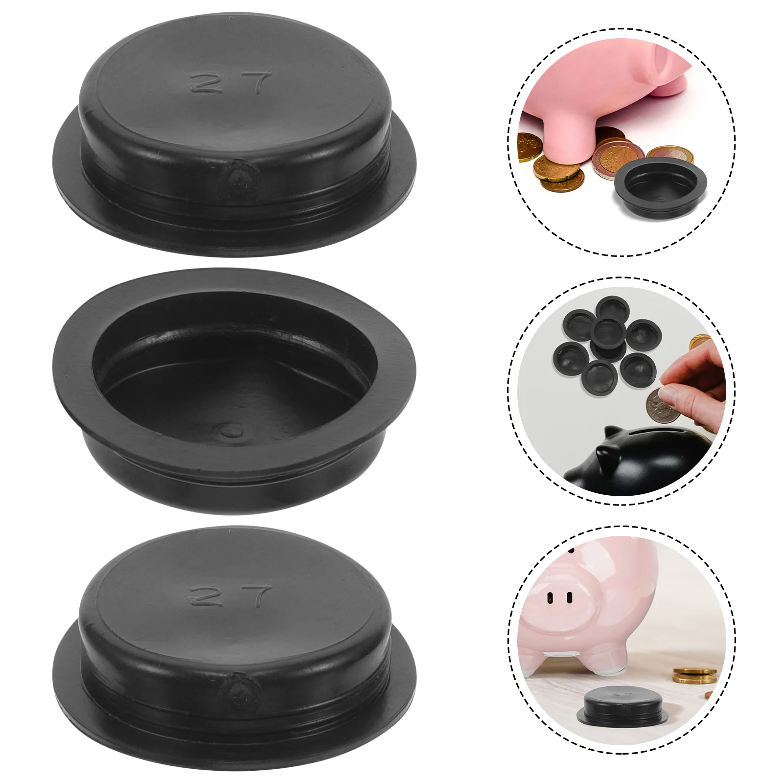 50 Pcs Piggy Bank Rubber Coin Stopper Saving Pot Bottom Cover Round Plugs for