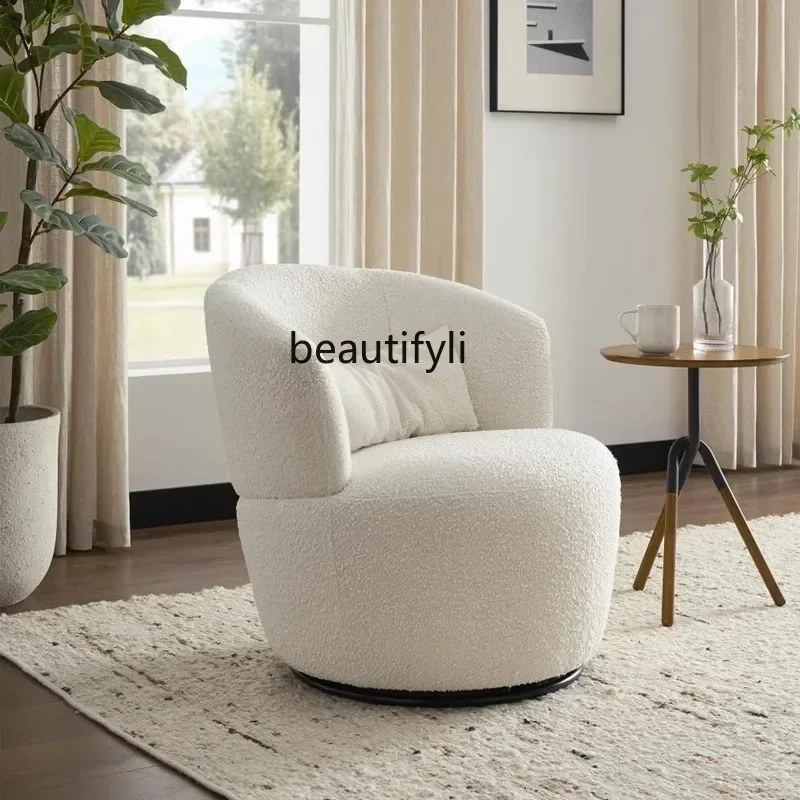Simple light luxury rotating backrest sofa chair Italian armrest round leisure chair living room single sofa