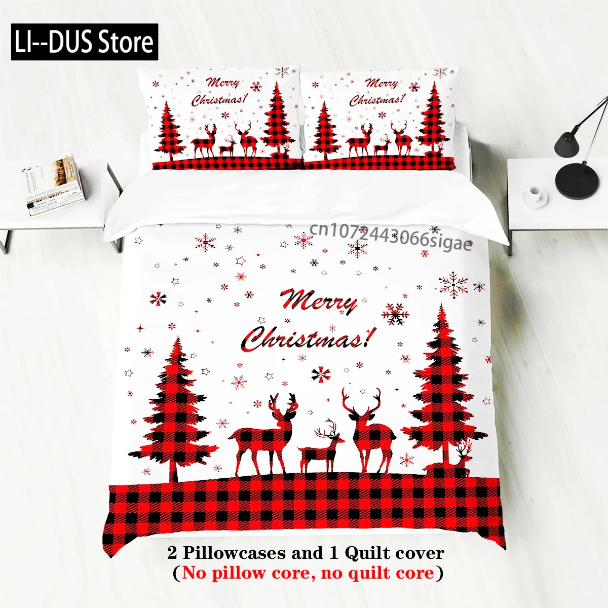 

3pcs Merry Christmas Themed Pattern Bedding set, Christmas tree, For Teenagers And adult's bedroom, A Christmas Gift
