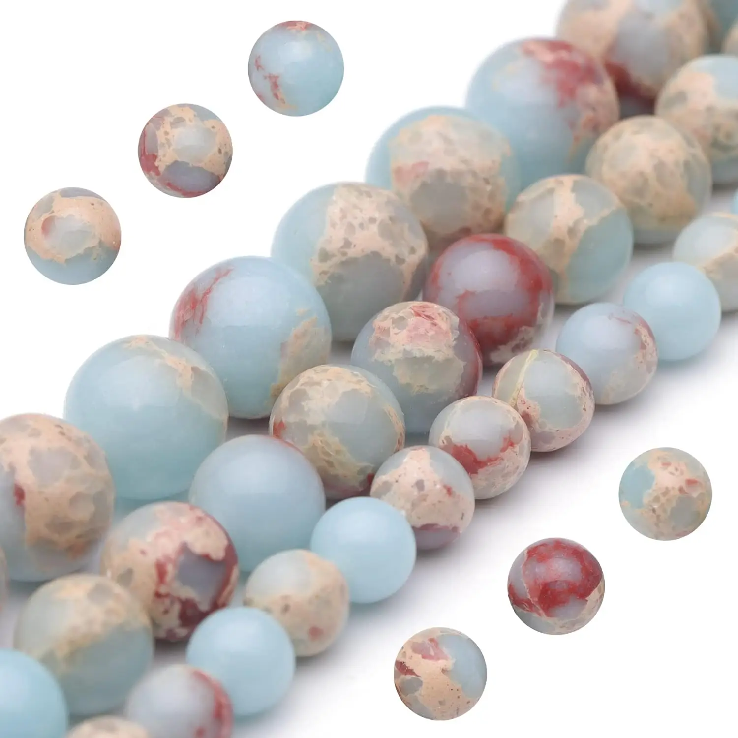 

8mm Sky Blue Jasper Gemstone Beads for Jewelry Making, 15 Inch Strand, Smooth Round Stone Beads