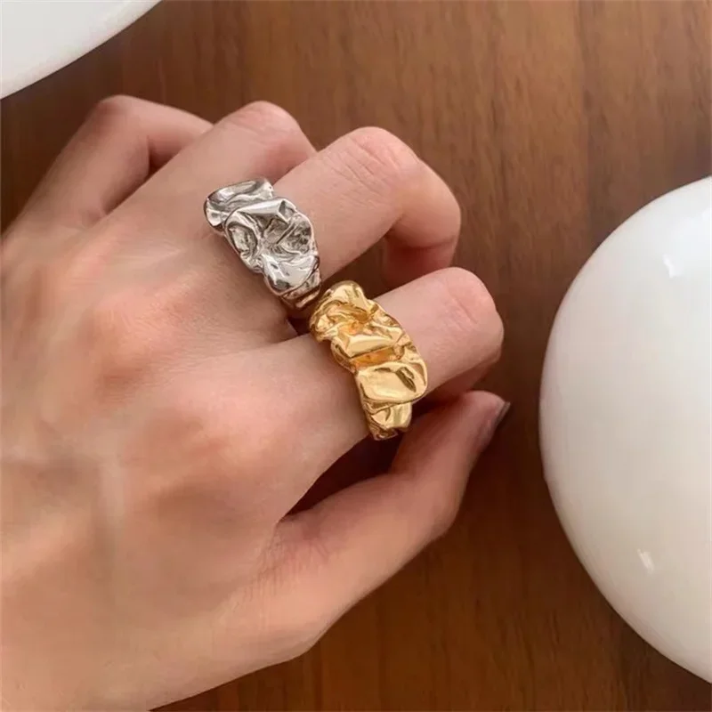 New Silver Color Ring for Women Fashion Creative Irregular Metal Geometric Creative Open Rings Party Temperament Jewelry Gift